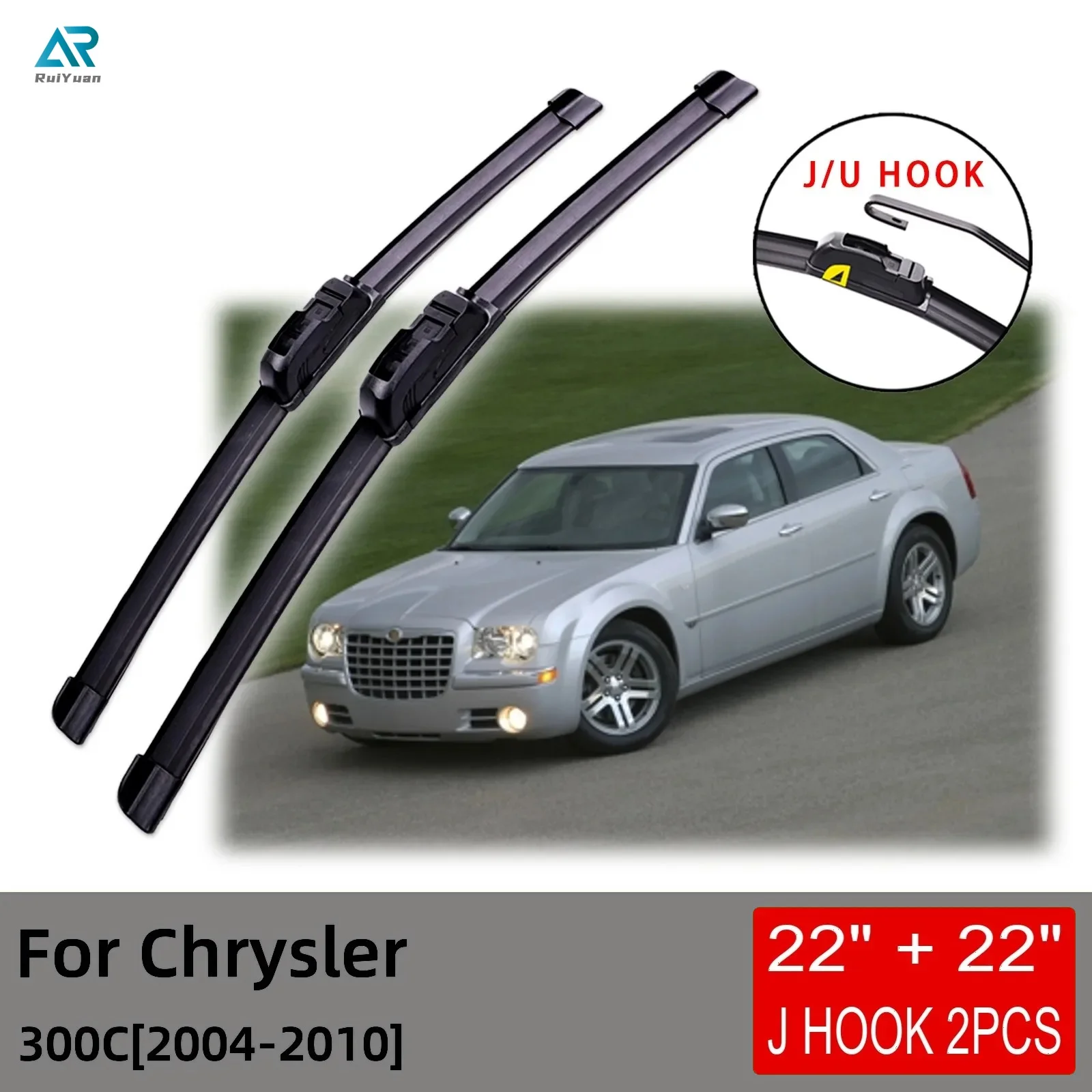 

For Chrysler 300C 2004 2005 2006 2007 2008 2009 2010 Front Wiper Blades Brushes Cutter Accessories U J Hook