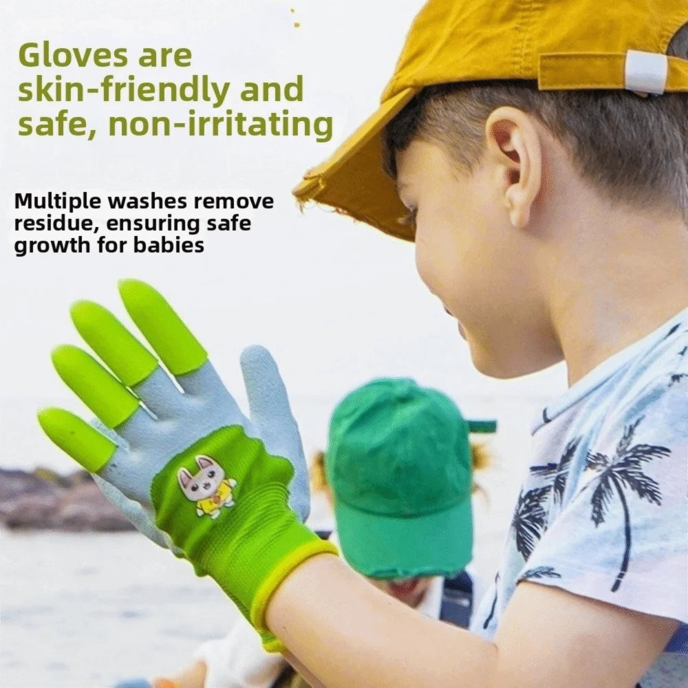 Non-Slip Kids Garden Gloves Cartoon Breathable Children Safety Gloves Comfortable Animal Pattern Work Gloves Garden Supplies