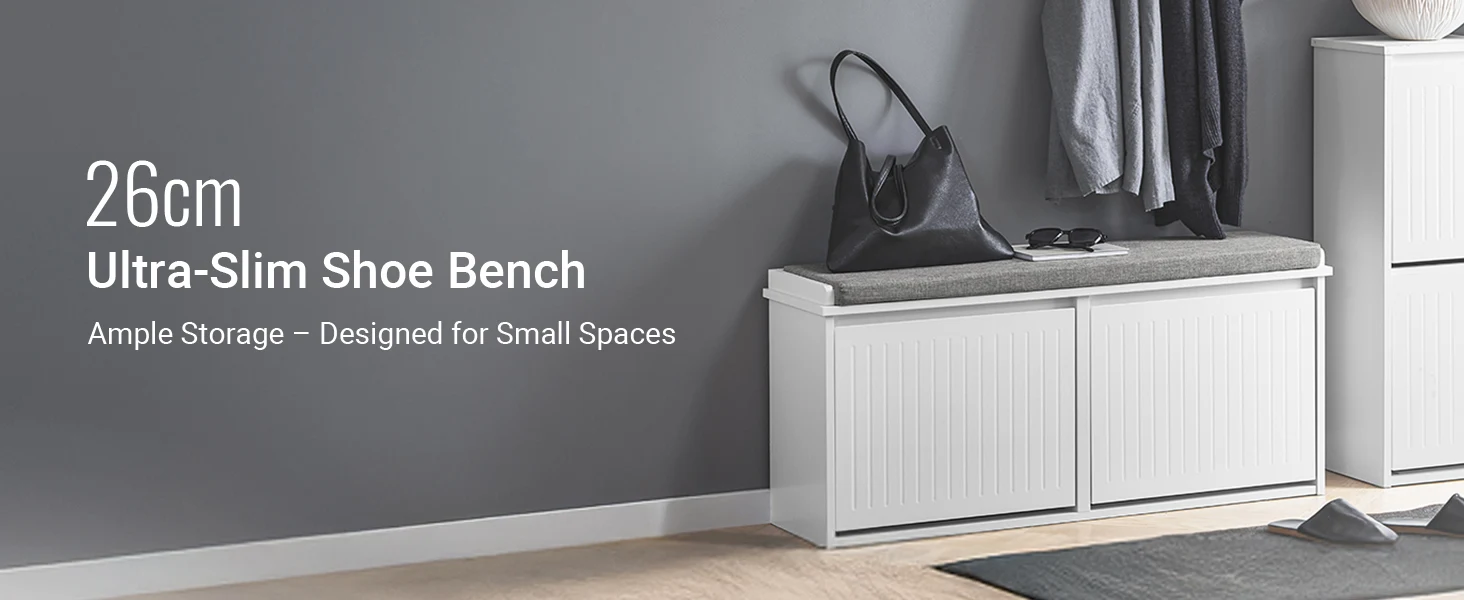 SoBuy FSR98-XL Schuhkipper Schuhschrank mit 2 Klappen Schuhbank mit Sitzkissen Schuhkommode Sitzbank BHT ca. 100x46x26cm – Detail 5