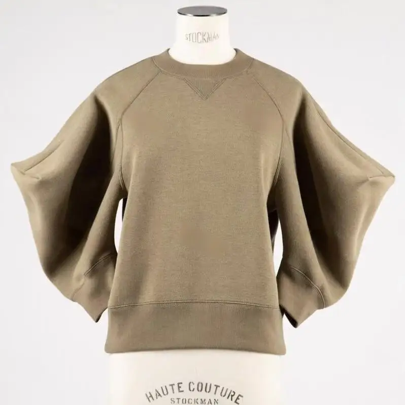 เสื้อสเวตเตอร์ทรงหลวมสไตล์ญี่ปุ่น FOG SACAI รุ่นใหม่ล่าสุดสำหรับฤดูใบไม้ผลิและฤดูร้อน ผ้าสเวตเตอร์เนื้อบับเบิ้ล สีพื้น คอทรงกลม