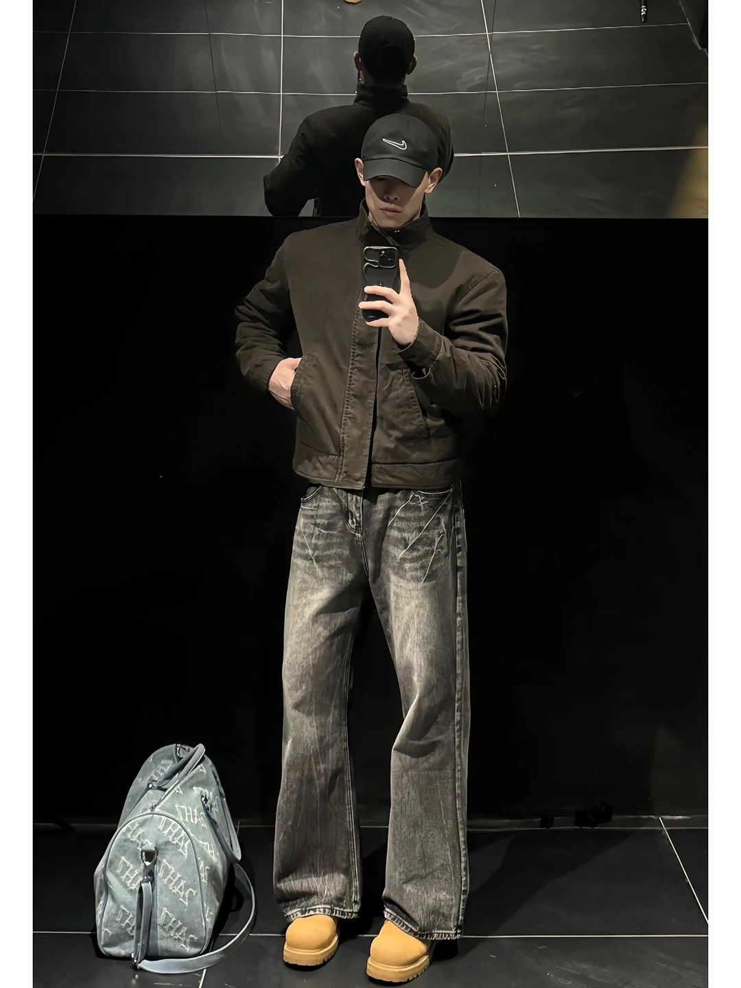 

Cleanfit Bla Lightning Pattern Men's Jeans Straight Leg Bootcut Pants High Street Slimming Trousers for Autumn Winter