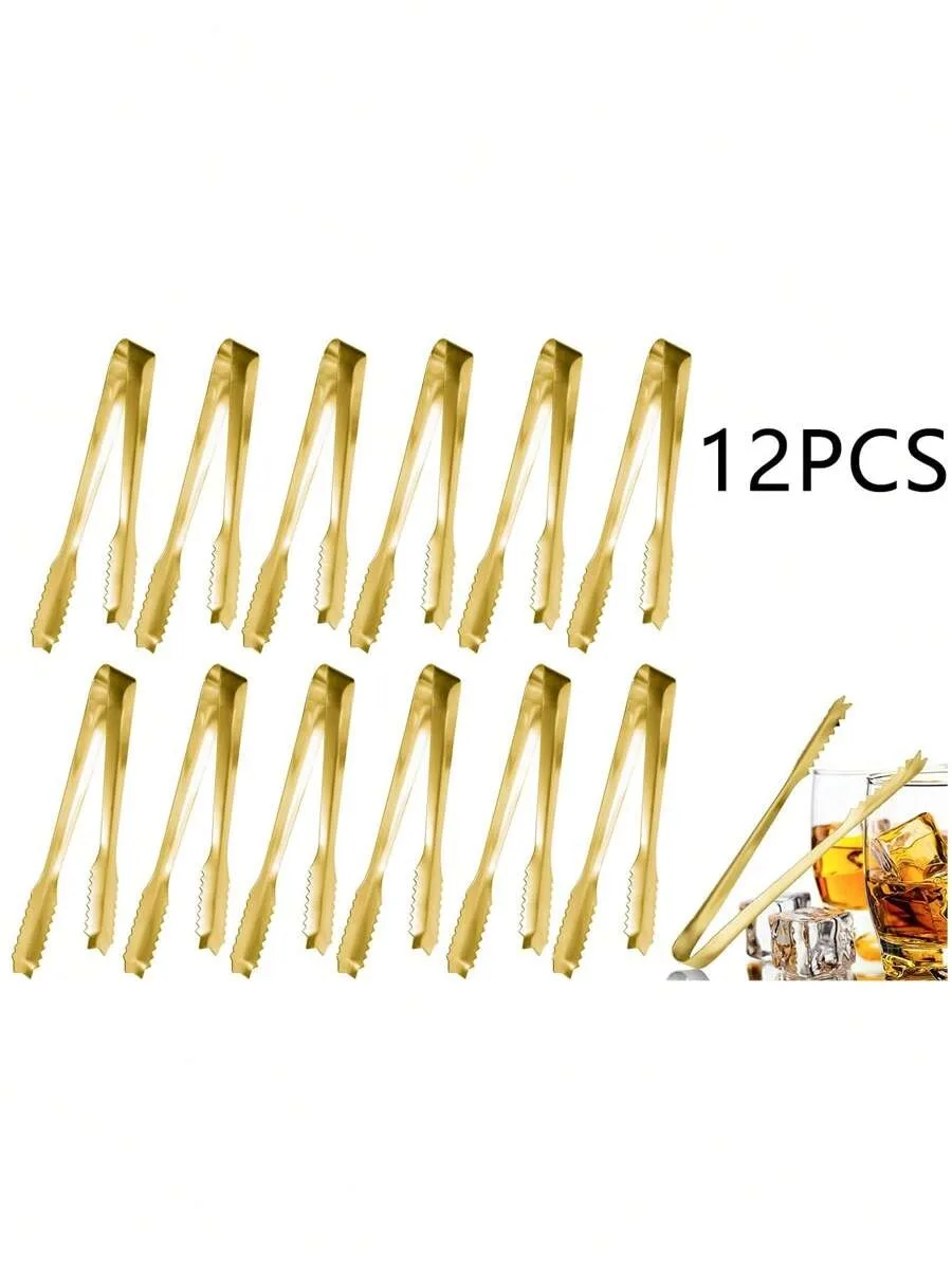 Pinzas para hielo de acero inoxidable, pinzas para alimentos, pinzas para azúcar, adecuadas para té de la tarde, cafetería, postre, fiesta, 6/12 Uds.