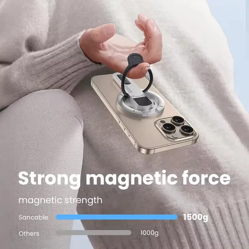 Double Sided Magnetic Finger Ring Holder Rotate Phone Stand Multi Function Phone Stand For iPhone 17 16 Portable Lazy Man Stand view 5