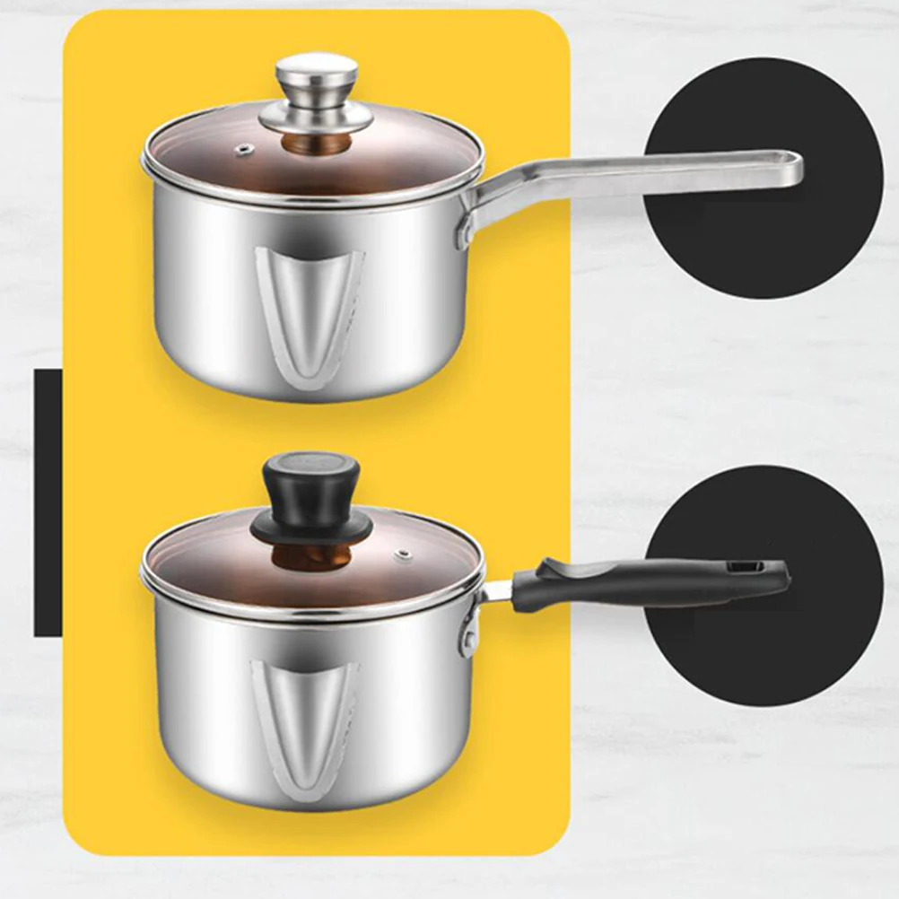 

Stainless Steel Milk Pot Soup Cookware Kitchen Pan Sauce Gravy Separator Nonstick Rustproof Induction Suitable Long