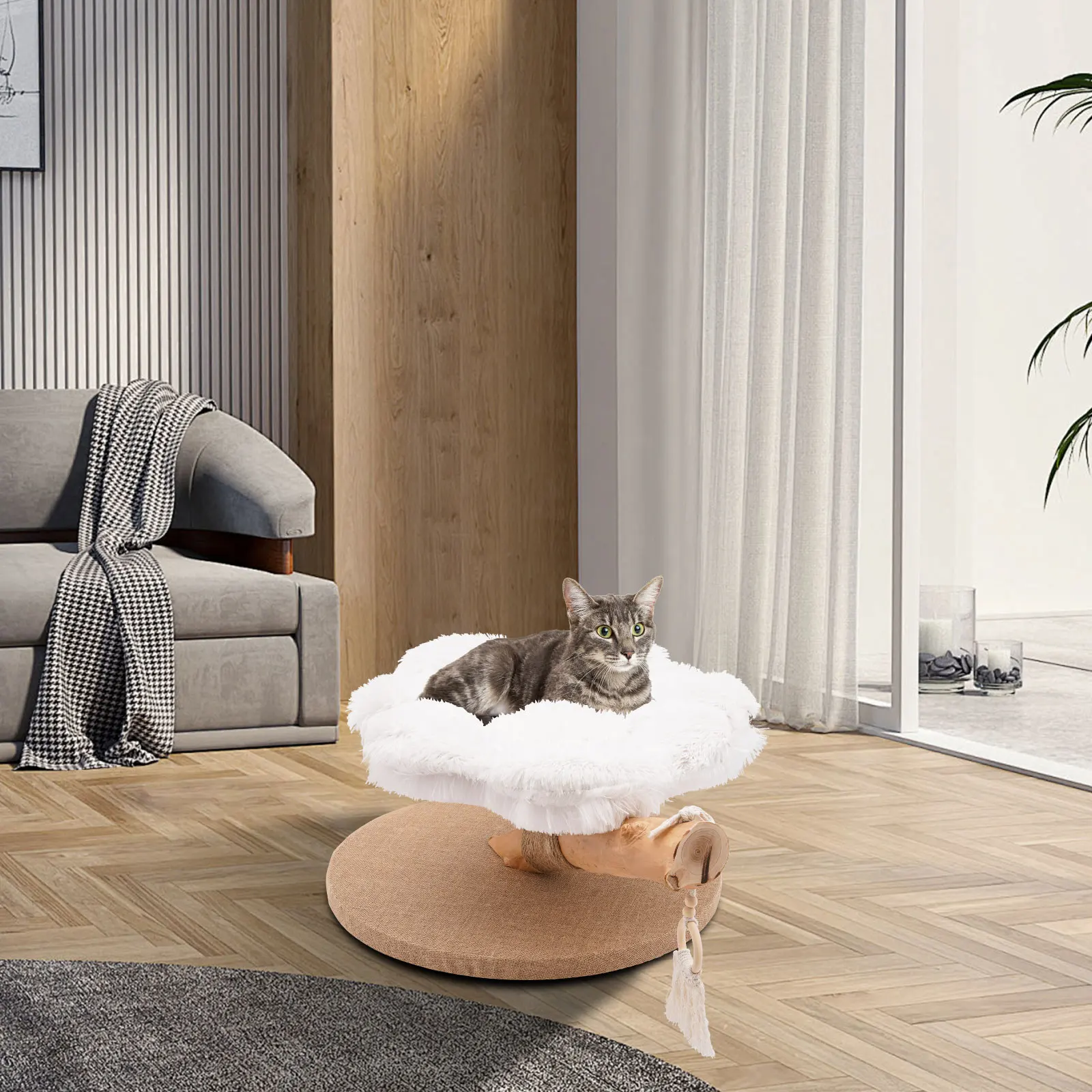 

Кошачий домик-лежанка из ДСП 5 кг, 52 см, с мягким цветочным матрасом и подвеской, кошачья башня, милый домик для кошек, для дома, зоомагазинов, гостиных