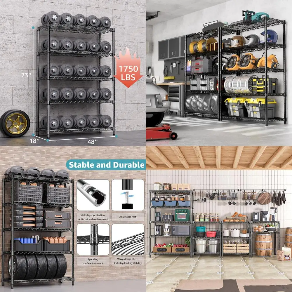 Estante de aço resistente de 5 camadas com capacidade de 1750 libras, 17,7x47,2x72,3, ideal para casa, cozinha, escritório e garagem