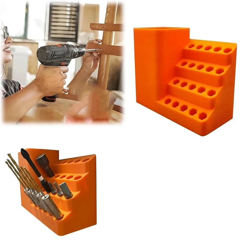 AT21-Screwdriver-Bits Holder Storage Box, Drill-Bit Holders Tool Box With Power Drill Mounting Space