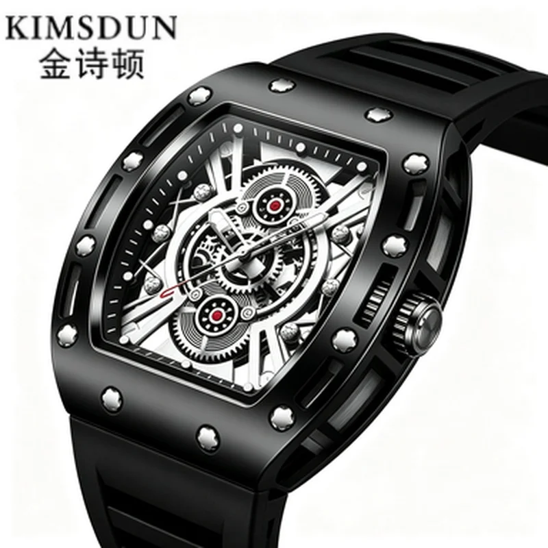 New KIMSDUN Sports Fashion Wristwatch Hollow See‑through Bottom Quartz Watch Waterproof Male Daily Casual Wrist Watch