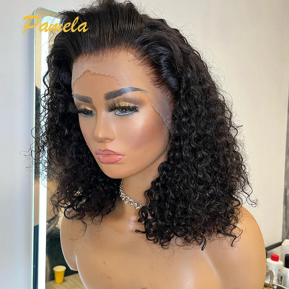 Super Double Drawn 250% Density Wear and Go Glueless Wig Deep Curly 13x4 Lace Transparent Lace Frontal Human Hair Wig PrePlucked