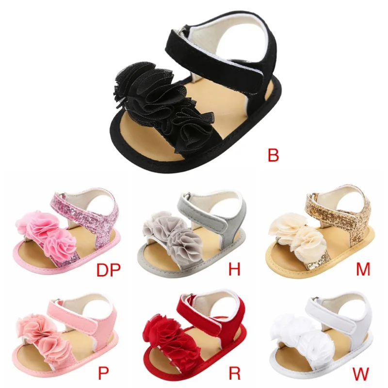 Summer Newborn Infant Baby Sandals Casual Toddler Girls Princess Shoes Soft Sole Flat Infant Non-Slip First Walkers