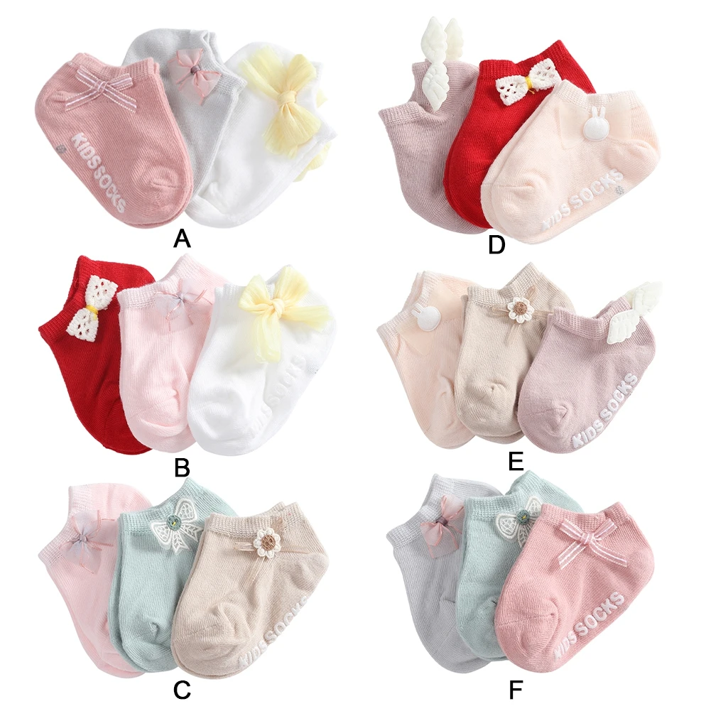 3 Pairs Of Baby Fashion Flower Cute Socks Princess Socks For 0-6 Y Four Seasons Casual Children Socks Baby Clothing Accessories