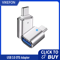 LED USB 3.0 To Type C Adapter OTG To USB C USB-A To Micro USB Type-C Female Connector For Samsung Xiaomi POCO Adapters