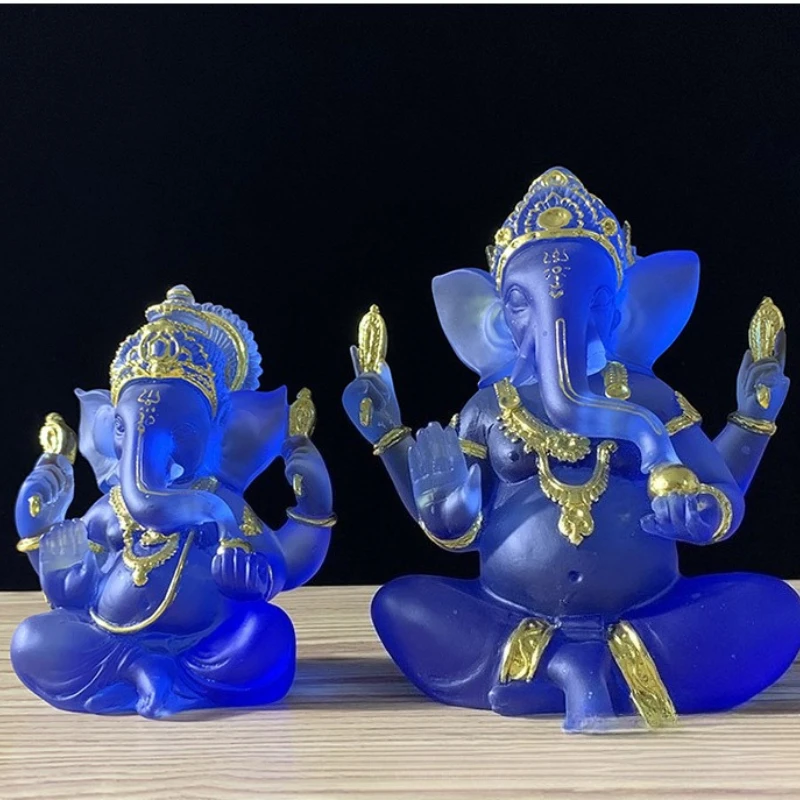 Handmade Resin Lord Ganesha Statue Elephant God Ganpati Figurine for Home Altar Hindu Decor
