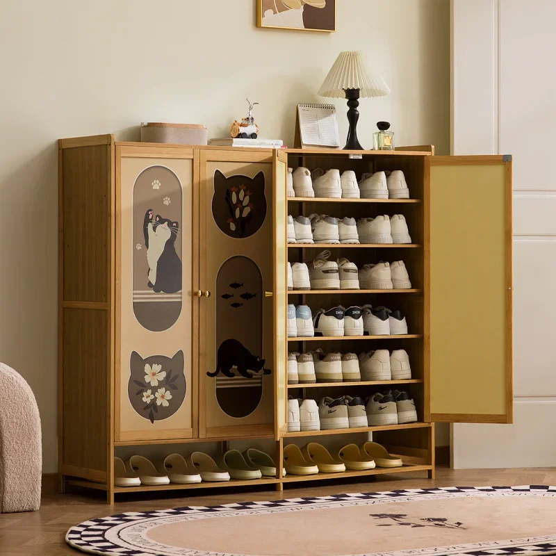 multi-functional Shoe cabinet, home entrance, home storage cabinet integrated against the wall, corridor, shoe rack multi-layer