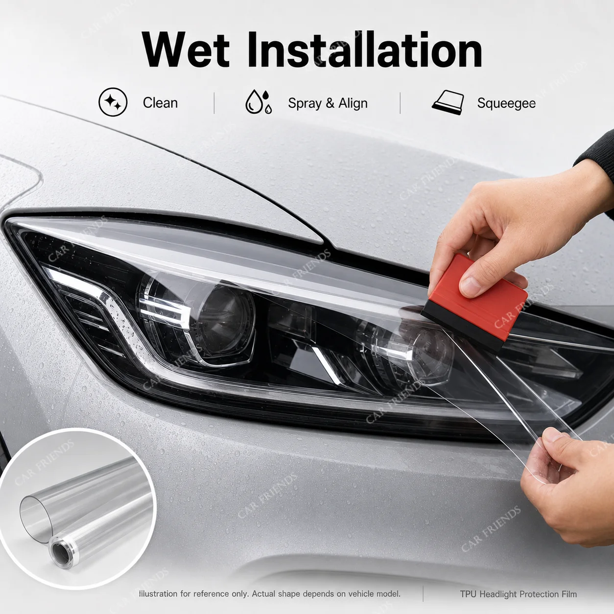 2PCS Pre-Cut Automotive TPU Headlight Protective Film for Volkswagen Golf 8 MK8 R Line GTI 2020-2021 Smoke Black Tint Sticker - view 5