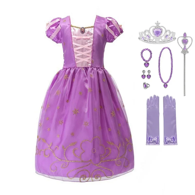 Abito Muaby con accessori set per ragazze summer princess dress up clothes bambini biancaneve Sofia fancy costume