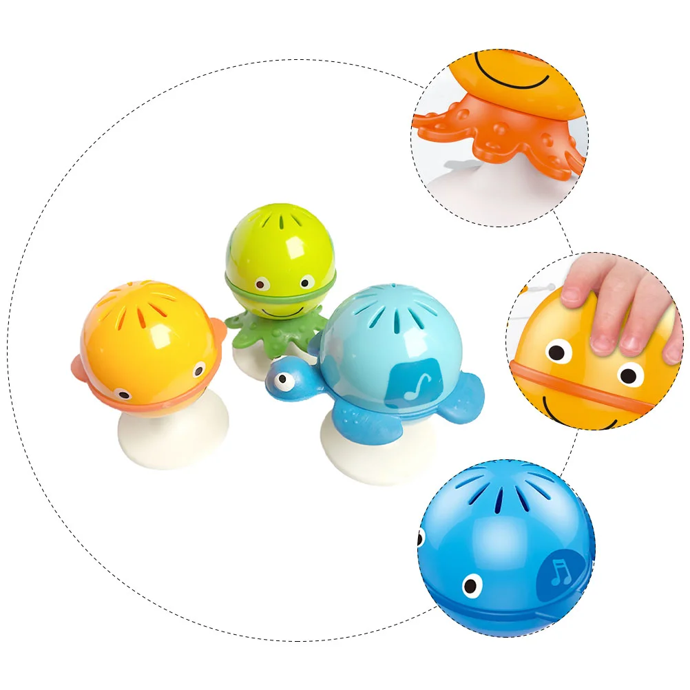 

3 Pcs Suction Cup Bath The Bell Ocean Baby Hand Teether Rattles Toys