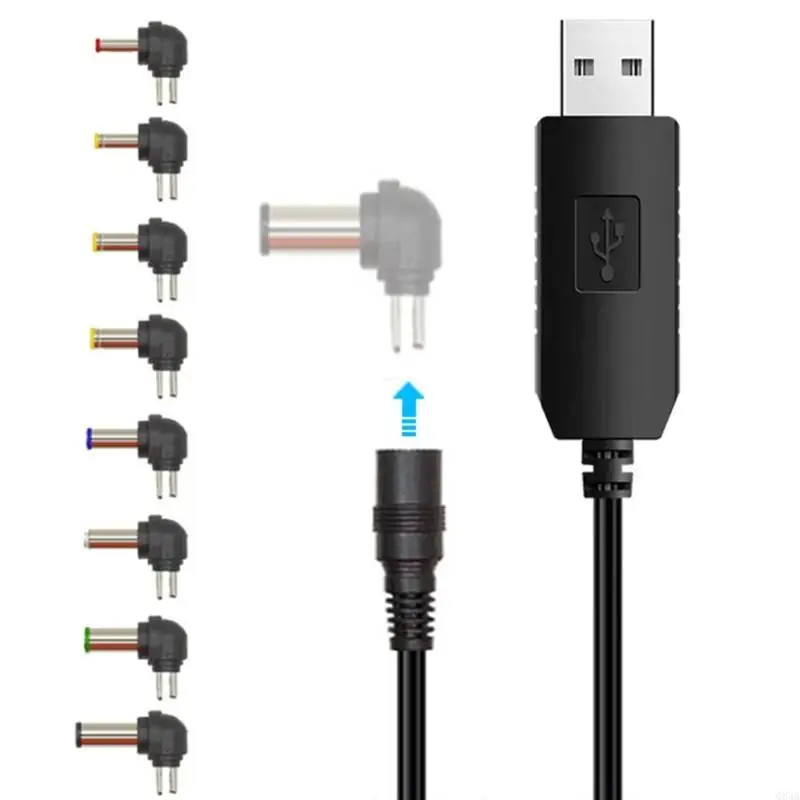 Q84A USB يعزز USB إلى DC5521 5V شحن كبل 5V 5.5x2.1mm 8 اتصالات محولات الطاقة