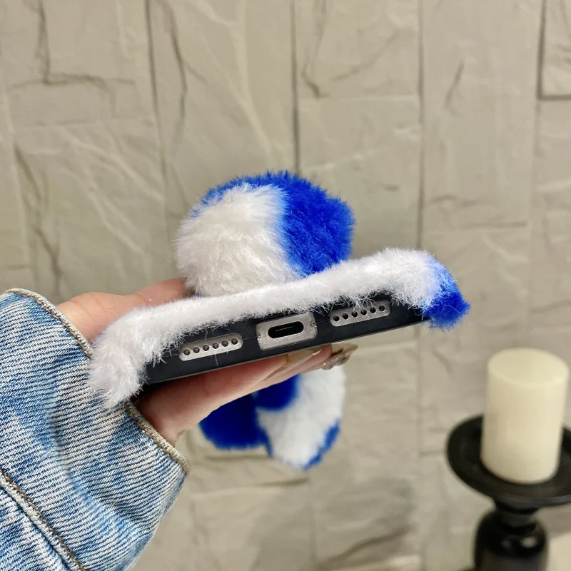 Cute Rabbit Design Fluffy Phone Cases for iPhone 17 16 15 14 13 12 11 Pro Max Women Nice Covers view 5