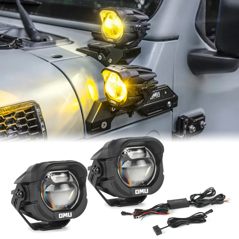 For Aluminum Yellow Color High Low Beam Switchable A-Pillar Spotlight Compatible for Trucks Jeep Ford etc ATV Motorcycle