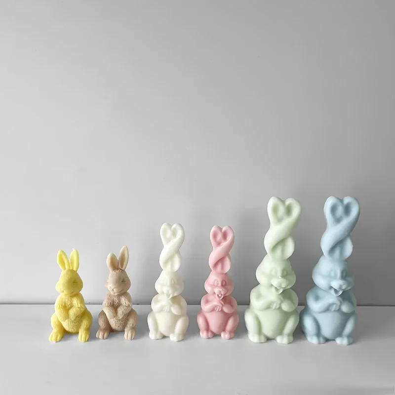 Long Ear Rabbit Candle Ornaments Silicone Mold DIY Easter Bunny Aromatherapy Candle Mould