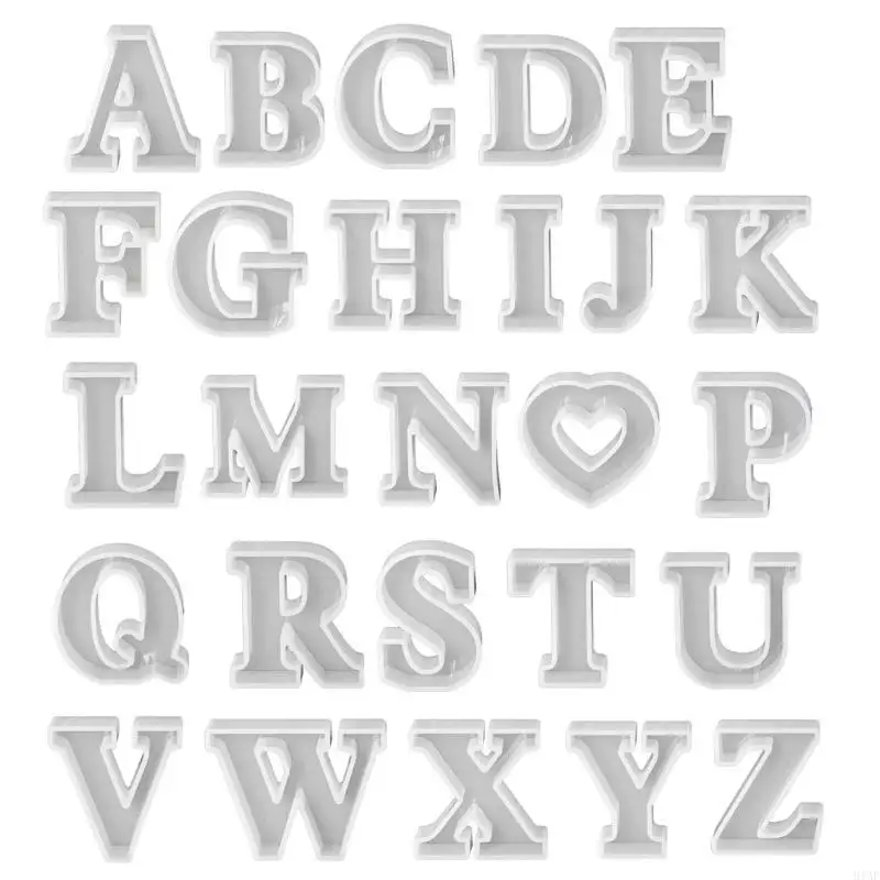91AF Letter Shaped Pendant Moulds Keychain Molds Clay Mould Jewelry Hand-Making Tools
