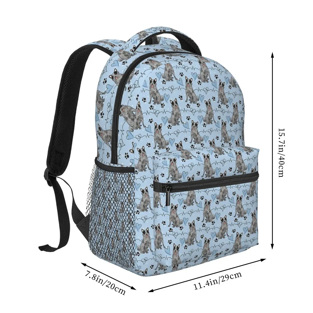 LOVE Blue Heeler Australian Cattle Dog Backpack Hot Sale Daypack Large Capacity BookBag School Bag Shoulder Bags for Men Women