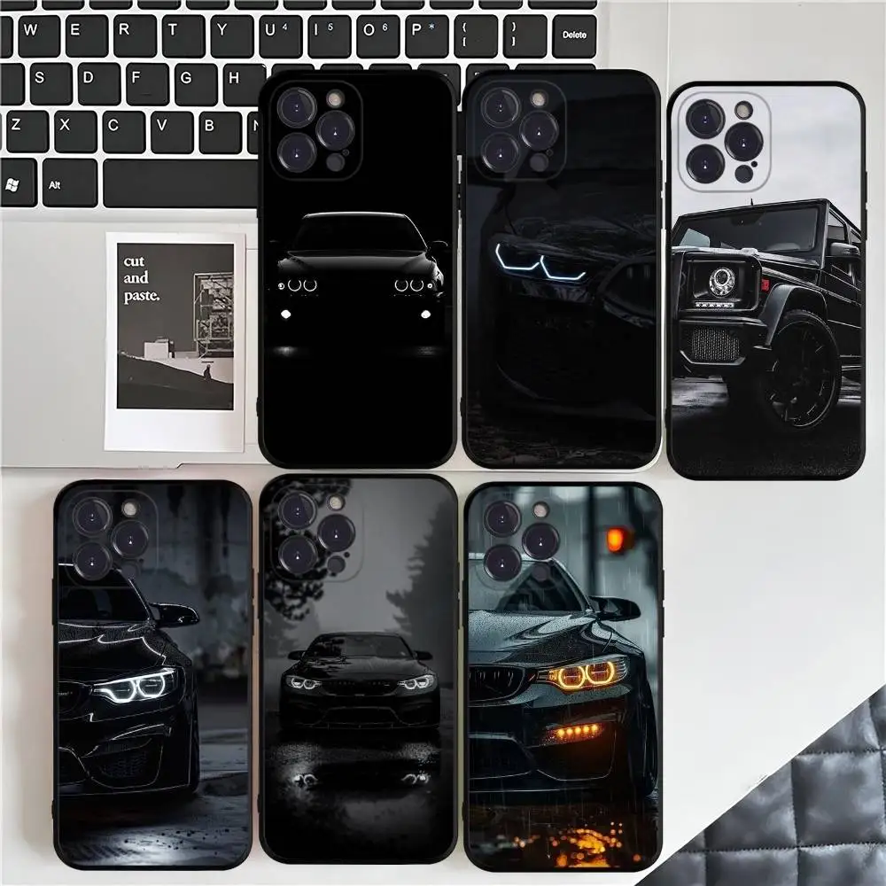 الرياضة أسود أحمر سيارة كول جراب هاتف سيليكون لينة آيفون 16 15 14 13 12 11 برو ميني XS ماكس زائد X غطاء