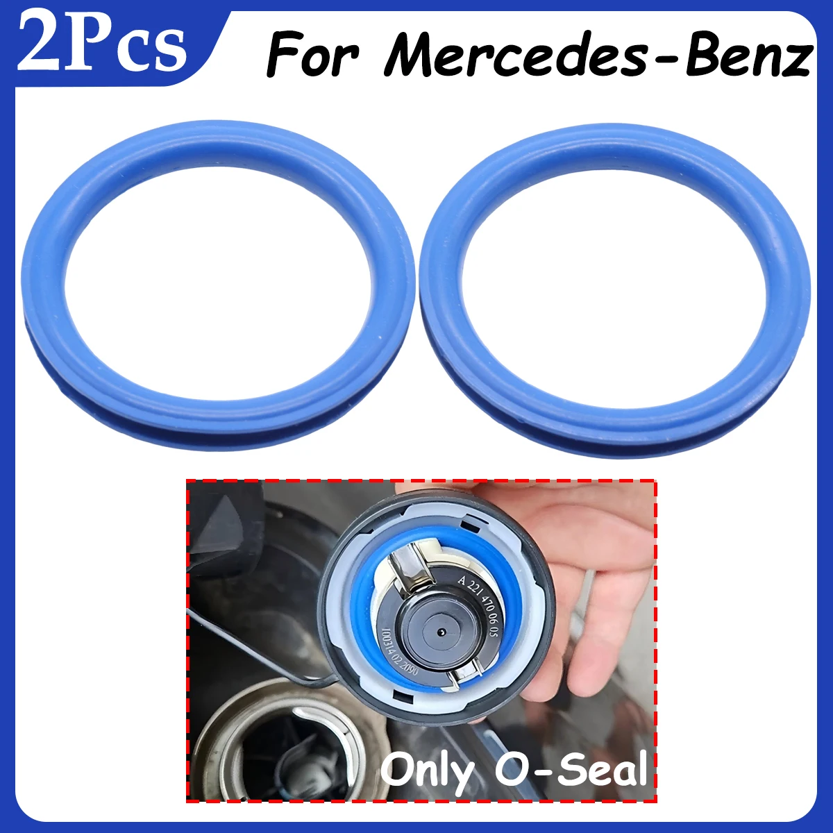 2Pcs Gas Cap Seal For Benz E-Class W211 W212 A207 Fuel Tank Filler Neck Repair O-ring Rubber Blue Gasket Washer Vehicle Parts