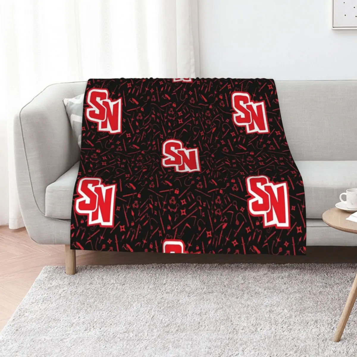 

Collects all sword tools of a ninja sn- art logo Throw Blanket Flannel halloween Soft Plaid blankets ands Blankets