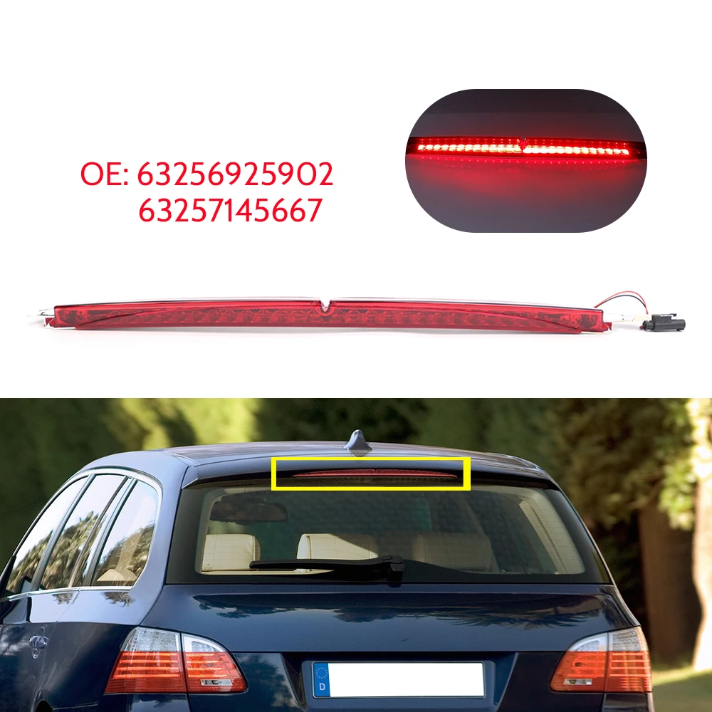Terza luce di stop posteriore per BMW E61 Touring 2004-2010, lampada di stop a montaggio alto a LED, ricambio con alloggiamento in ABS di alta qualità, OE 63256925902 63257145667, aggiornamento per la