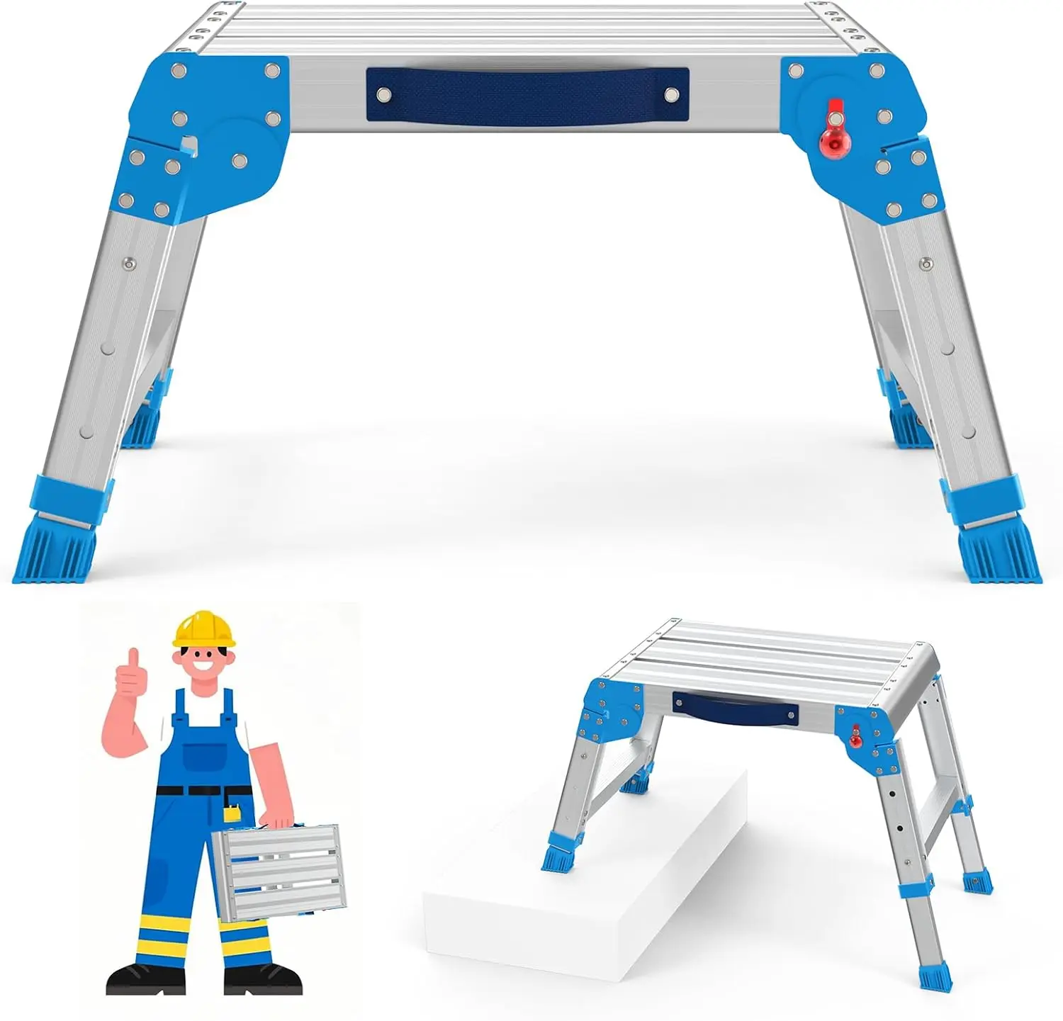 

600Lbs Folding Step Stool with One-Touch Fold, 3 Height Adjustments, Perfect for RV Cleaning & Home Painting