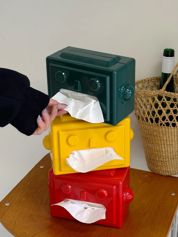Kreative Roboter-Taschentuchbox Aufbewahrung Serviettenhalter Papierbox Dekoration Desktop-Taschentuchhalter Küchen-Taschentuchbox Geschenk für Freunde – Detail 5