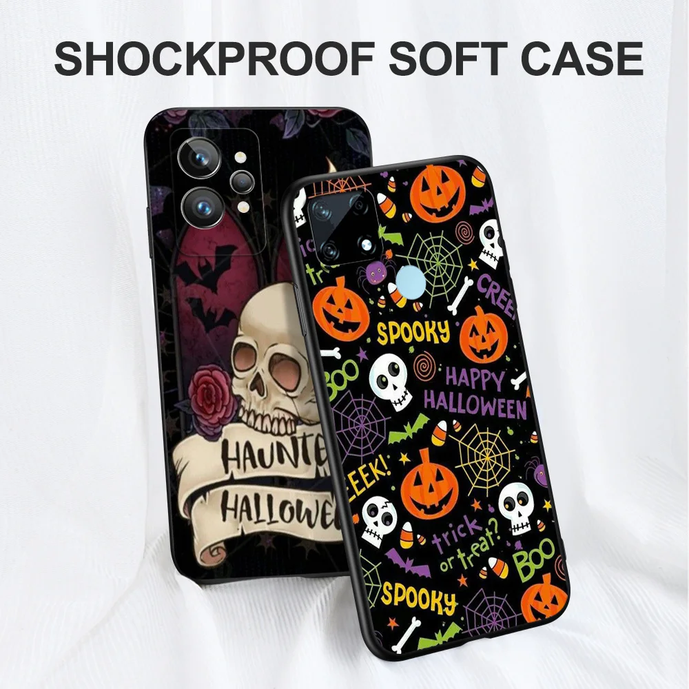 Custodia in tpu nero per Realme C2 C3 C12 C15 C35 C30 C31 C20 C21 C21Y C25 C25Y C25S C11 2021 2020 Happy Halloween