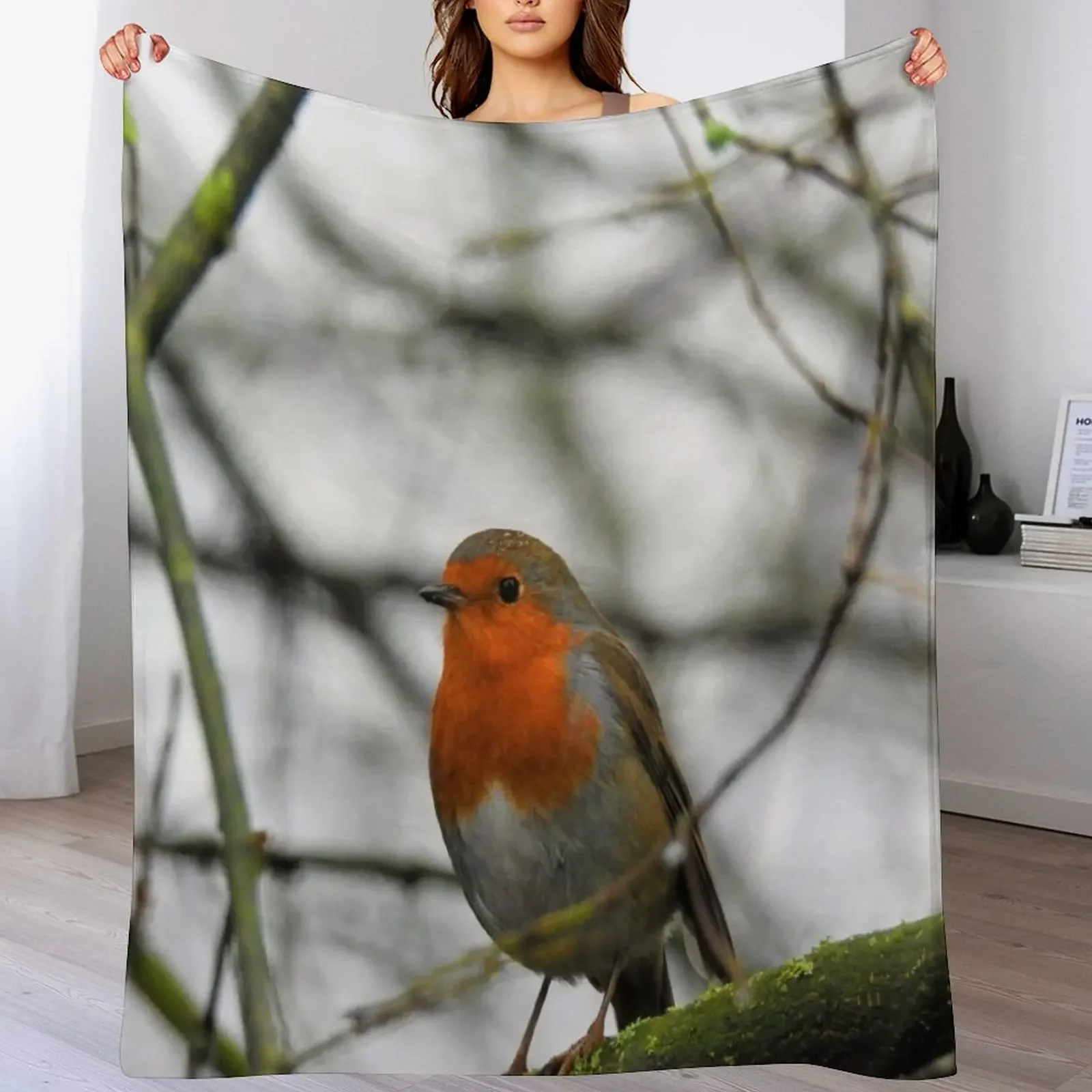 Little Robin Throw Blanket Fuzzy Plush Throw Blanket for Sofa Chair