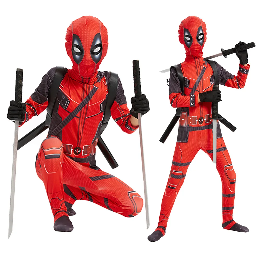 Kids Deadpool Bodysuit Character Peter Parker Dress Fencing Deadpool3 Suit Fencing Cosplay Jumpsuit Costumes Spiderman Children