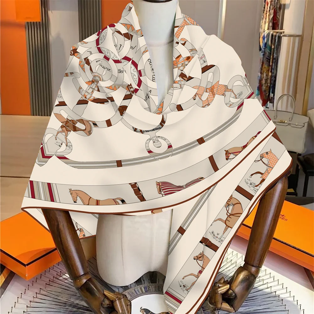 POBING Seiden-Kaschmir-Schal für Damen, manuell gerollte quadratische Schals, große Bandana, luxuriöser Hijab, weibliche Foulards, Poncho, 135 cm – Detail 20