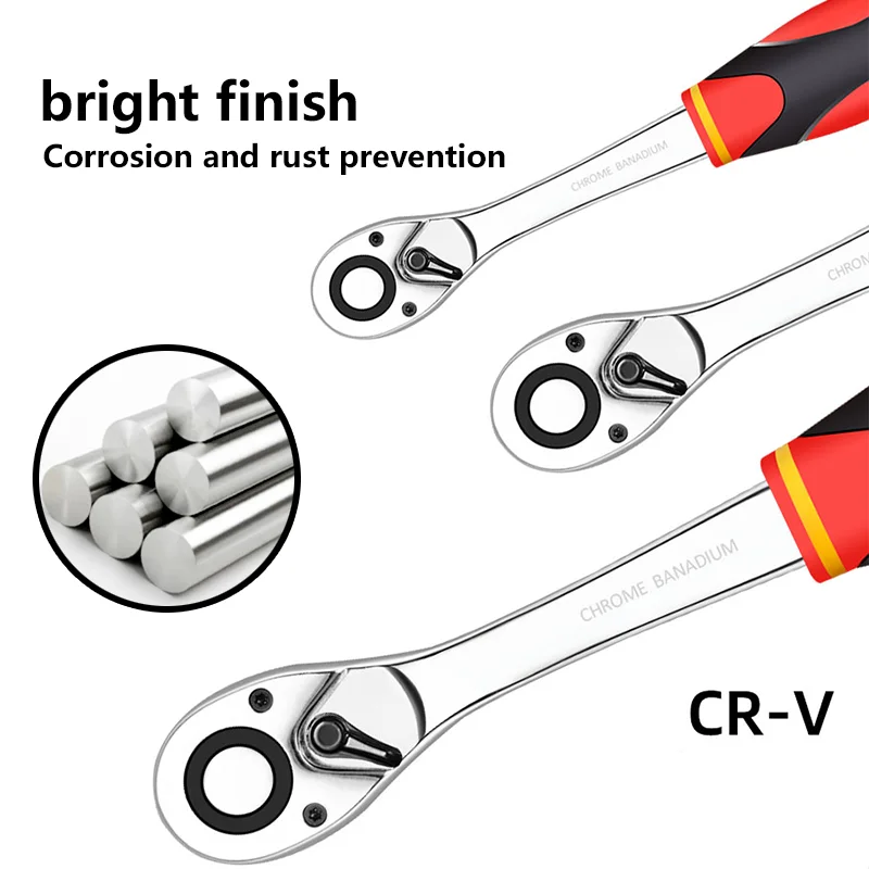 Turn Ratchet 72-Tooth Reversible Quick Release 10 Inch Oval Head CR-V Steel 1/2 Inch 3/8 Inch 1/4 Inch