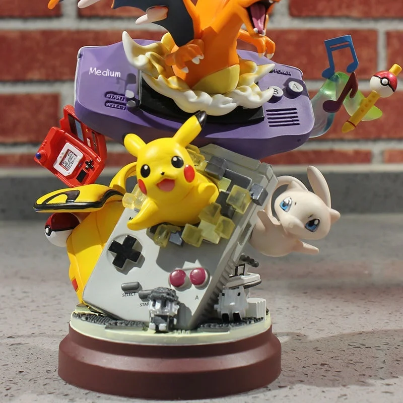 20cm pokemon pikachu anime figura pikachu máquina de jogo modelo gameboy pika mew charizard boneca pvc estátua ornamento decora brinquedo presente