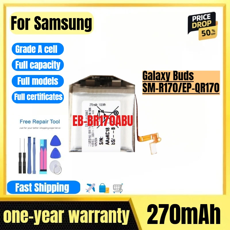 EB-BR170ABU for Samsung Galaxy Buds SM-R170/EP-QR170 Watch Battery High Quality High Capacity Replacement Bateria with Tools