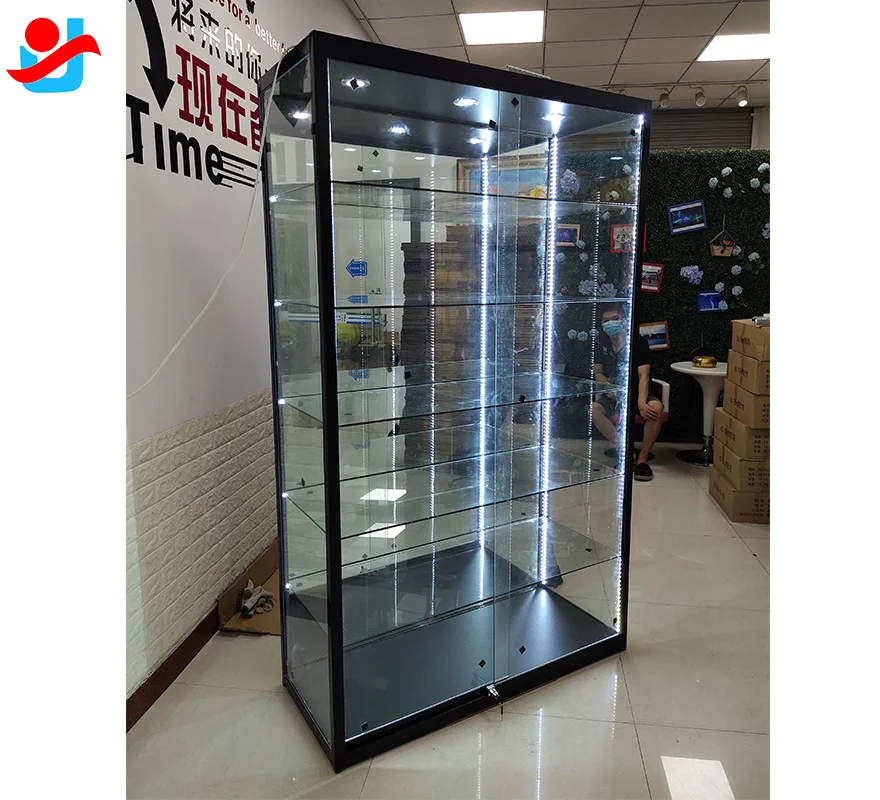 Custom.6 Layers Full Vision Retail Smoke Shop Showcases Glass showcase Glass Display  Display Cabinet Toy Display with Light Str