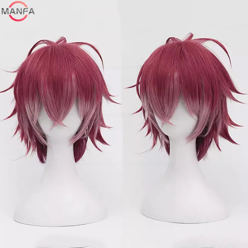 Anime Sakamaki Ayato Dark Red mix Short Cosplay Wig Heat Resistant Synthetic Hair Wigs + Wig Cap