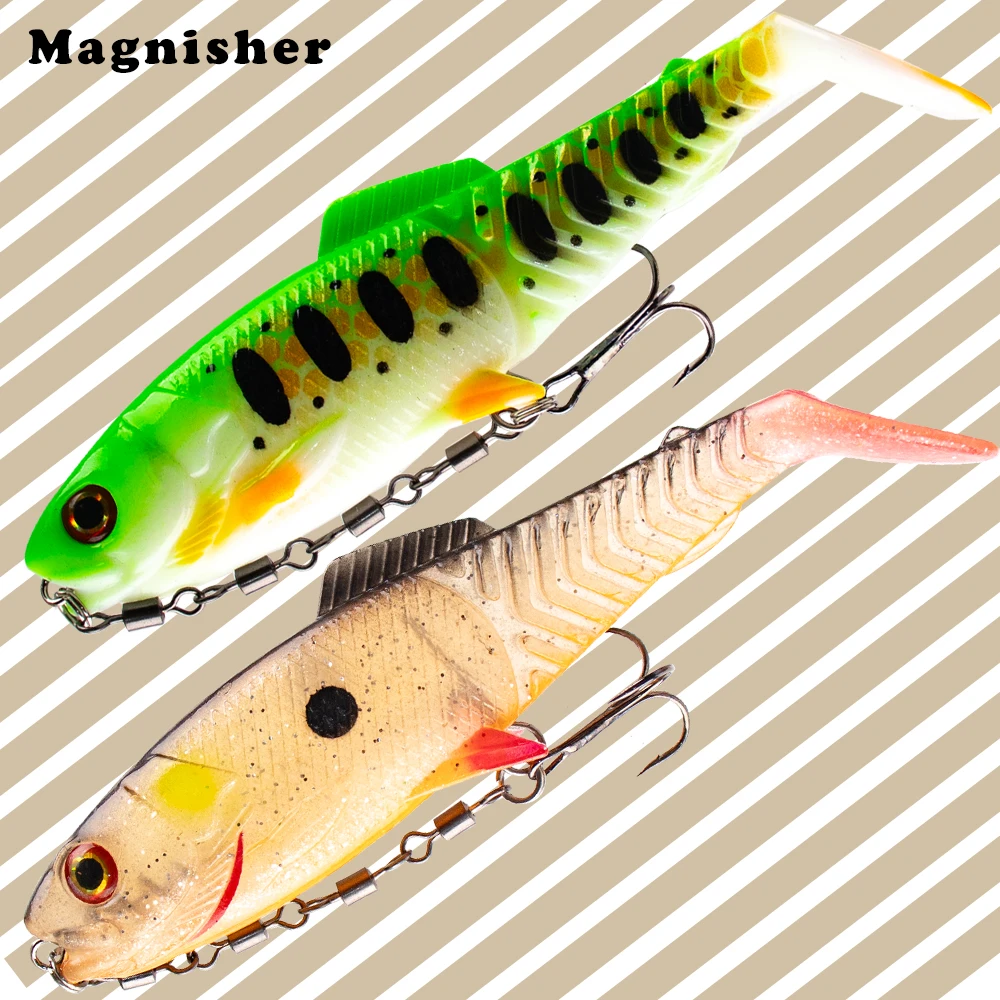 Magnisher qualité appâts souples 10 cm/13.5 cm t-tail Silicone leurres de pêche avec crochet oscillant leurres souples ver pour la pêche à la truite basse