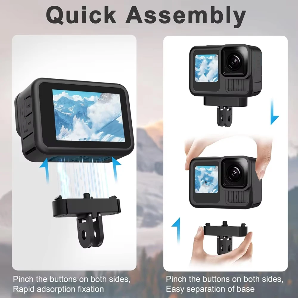 Magnetic Quick Release Mount for GoPro Hero 13 Aluminum Foldable 2-Prong Adapter Tripod Thumbscrew 1/4 Thread Action Camera Kit