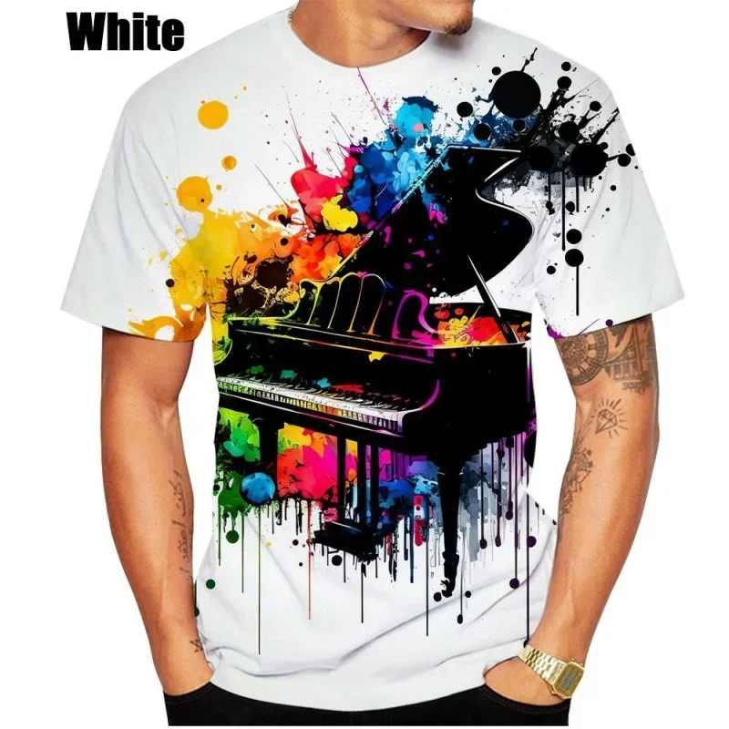 Maglietta Per Pianoforte 3D Moda Stampa Uomo/donna Top Da Uomo Girocollo a Maniche Corte