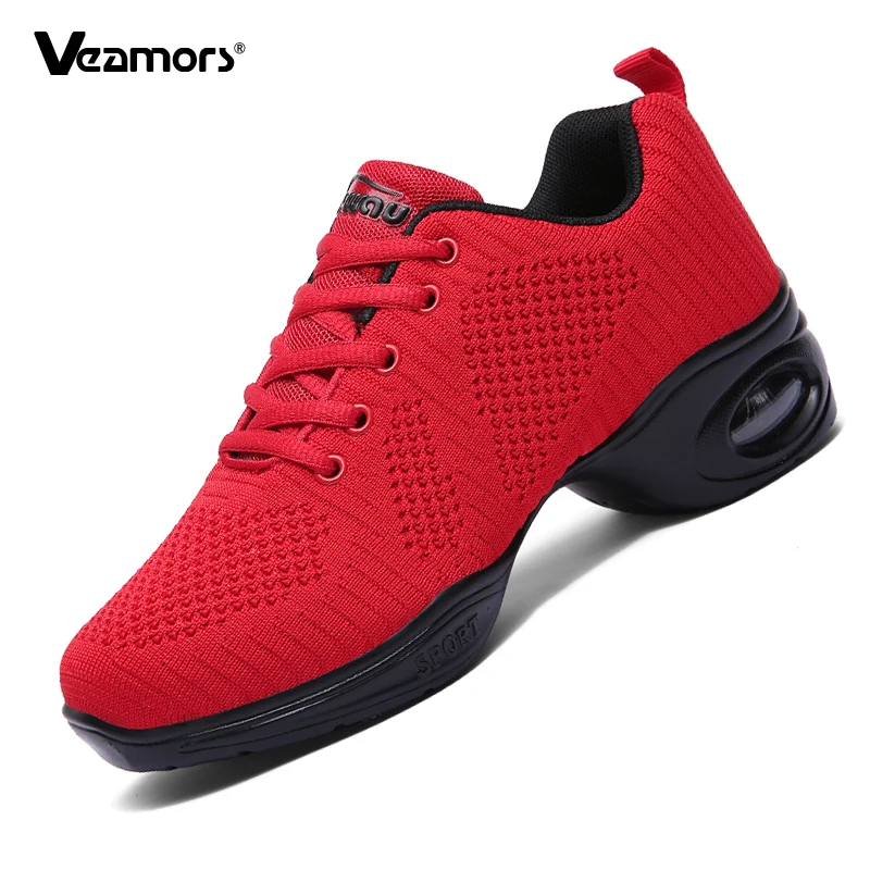 Women's  Knitted Mesh Dance Shoes Lightweight Breathable Sports Shoes for Fitness  Ladies Elegant Elastic Jazz Dance High Heel