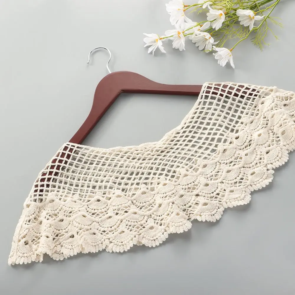 Vintage Hollow Out Tassel Shawl Poncho Sun Protection Lace Waistcoat Fashion Crochet Knit Cape Fake Collar Women Accessories