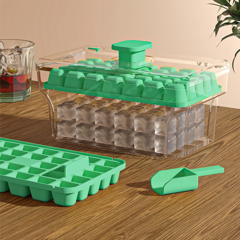 Ice Cube Set With 34 Hole Ice Tray Making Mold Press Ice Tray Refrigerator Ice Cube Ice Box Kitchen Gadgets For Beverage Product