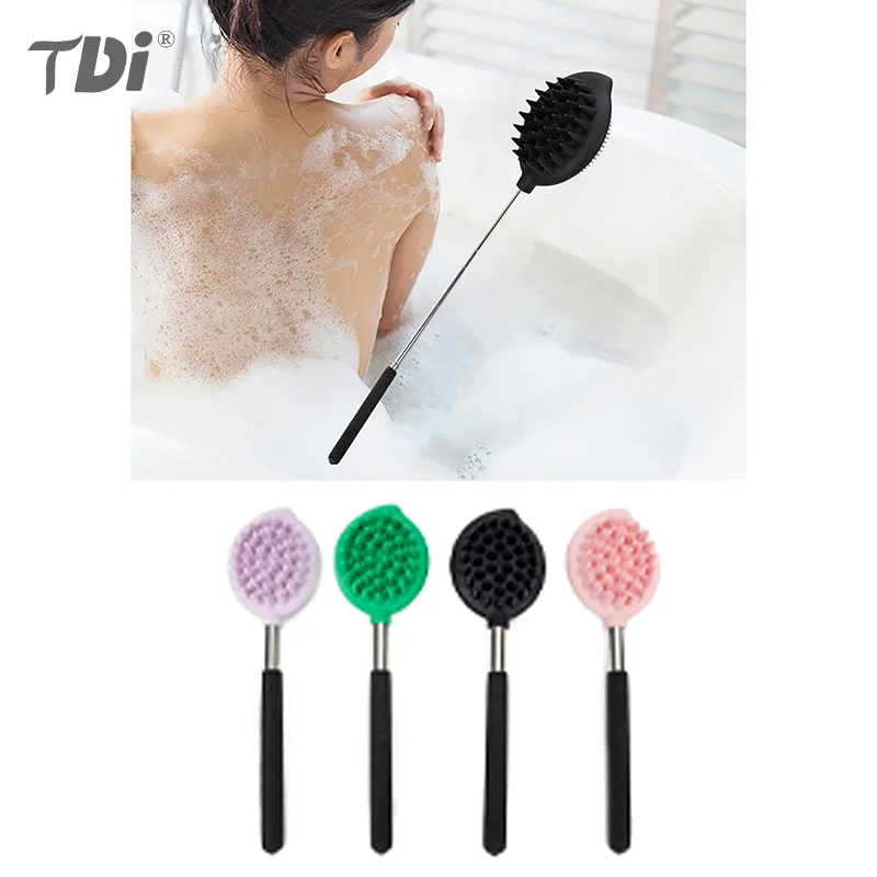 

Soft Silicone Shower Brush Telescopic Double Sided Massage Brush Back Scratcher Exfoliating Cleaning Brush For Face Back