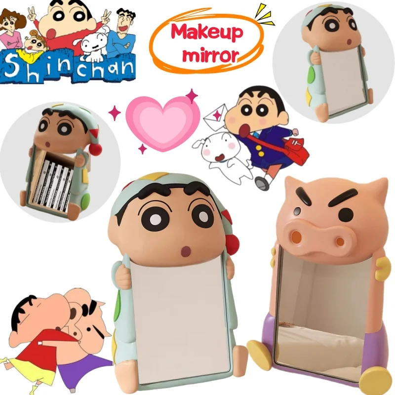 

Туалетное зеркало с карандашом Шин-тян, креативное высококачественное зеркало с принтом «сделай сам», дома, спальни, девчачье сердце, складное зеркало для макияжа, подарок на день рождения